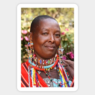 Portrait of a Maasai (or Masai) Woman, East Africa Sticker